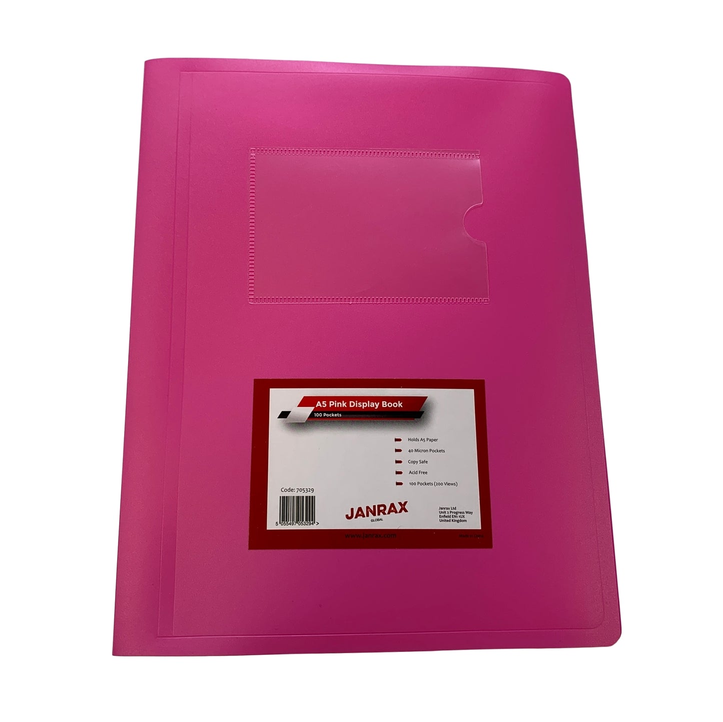 Pack of 10 A5 100 Pocket Pink Flexible Cover Display Books