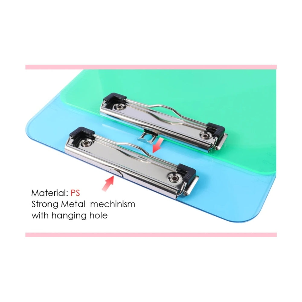 Pack of 8 A4 Coloured Translucent Clipboard Writing Board with cm/Inch Engraved Ruler