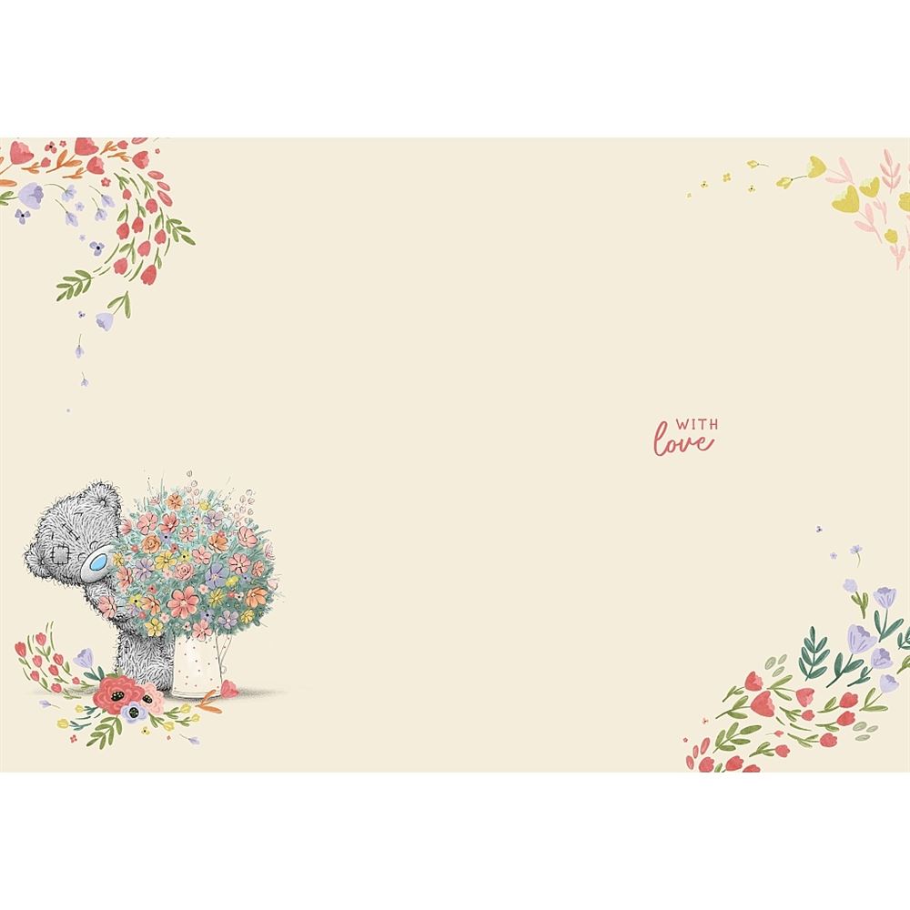 Bear Sitting Infront Of Flowers Mothering Sunday Mother's Day Card