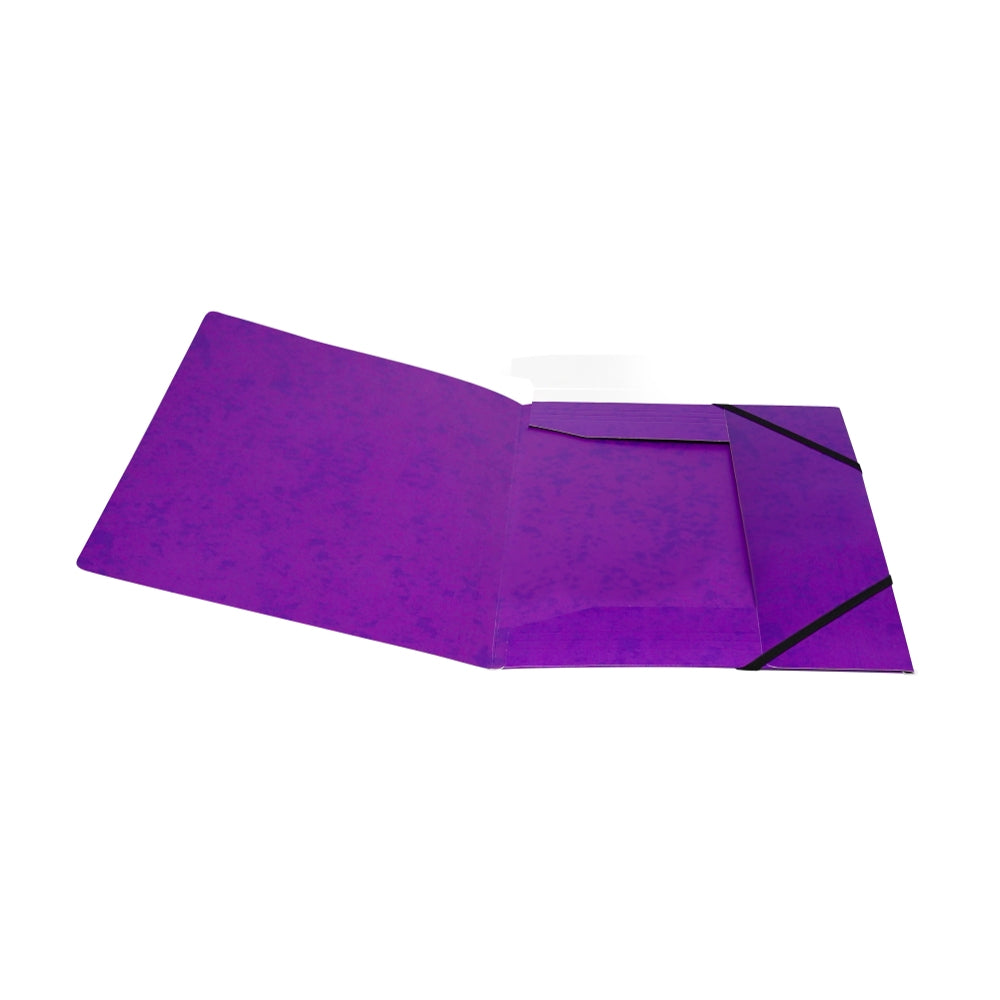 Pack of 12 A4 Purple Card 3 Flap Folders With Elastic Closure