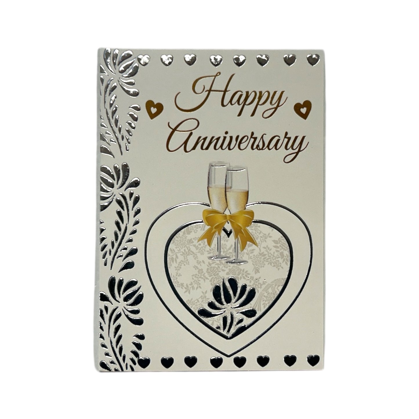 Traditional Champagne Gold and Silver Design Anniversary Card