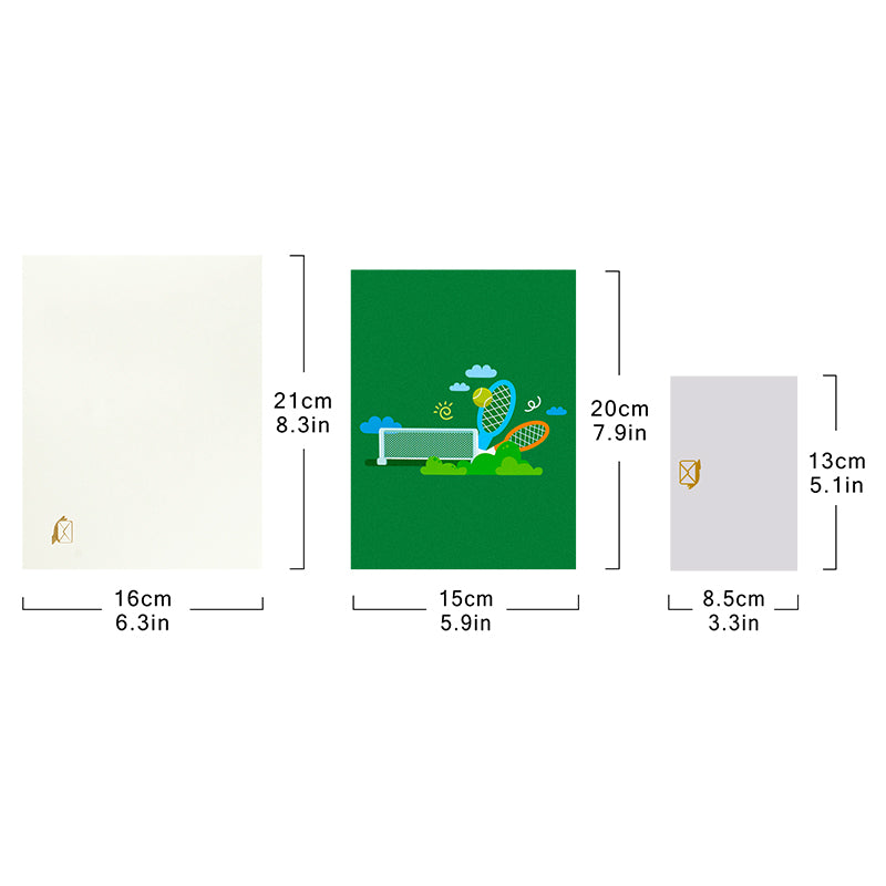 Tennis Game, Set, Snack! Cookie vs Apple 3D Pop Up Greeting Card - Birthday Anniversary Holidays Event