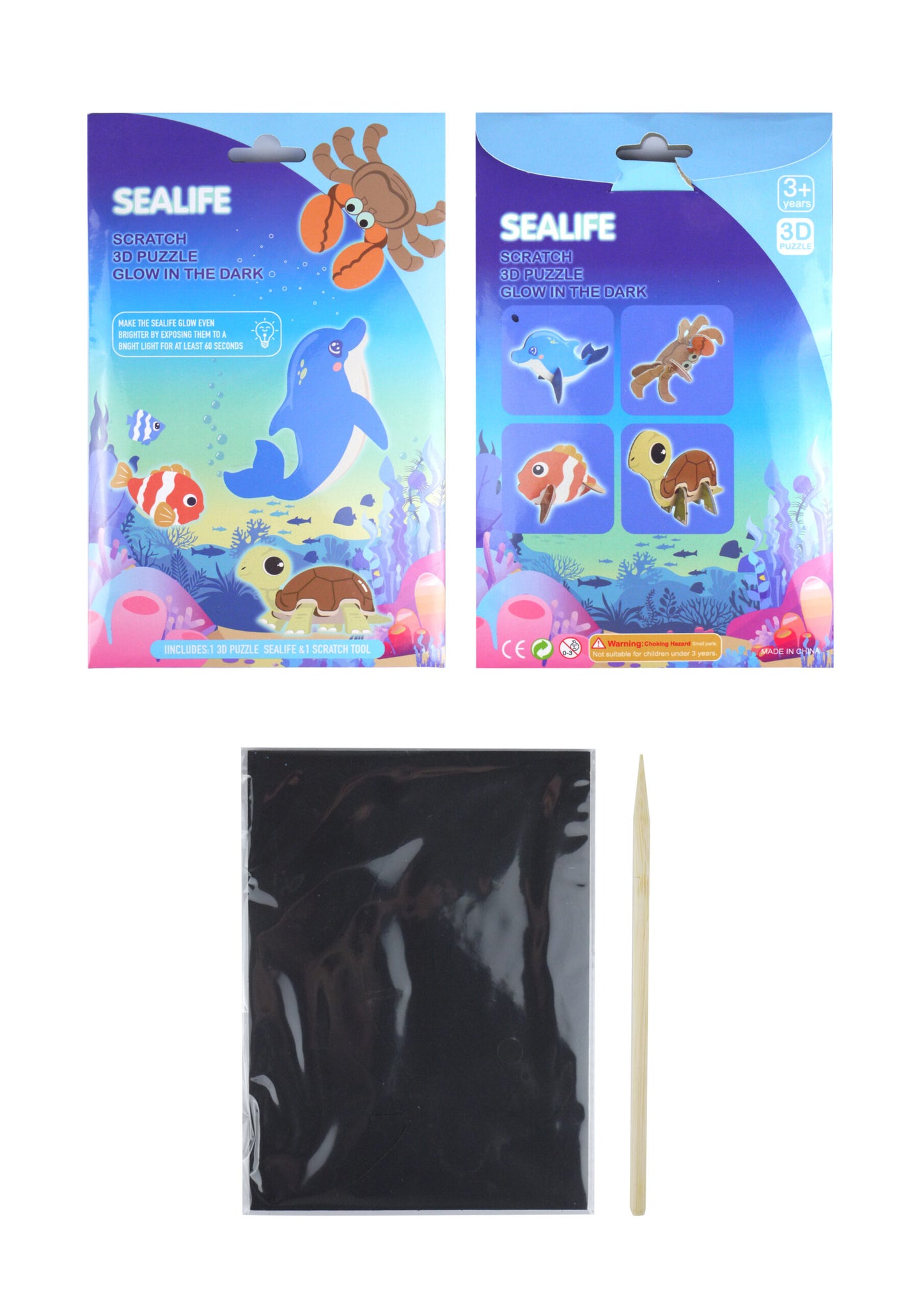 Sealife Magic Colour Scratch 3D Puzzle (Glow In The Dark)