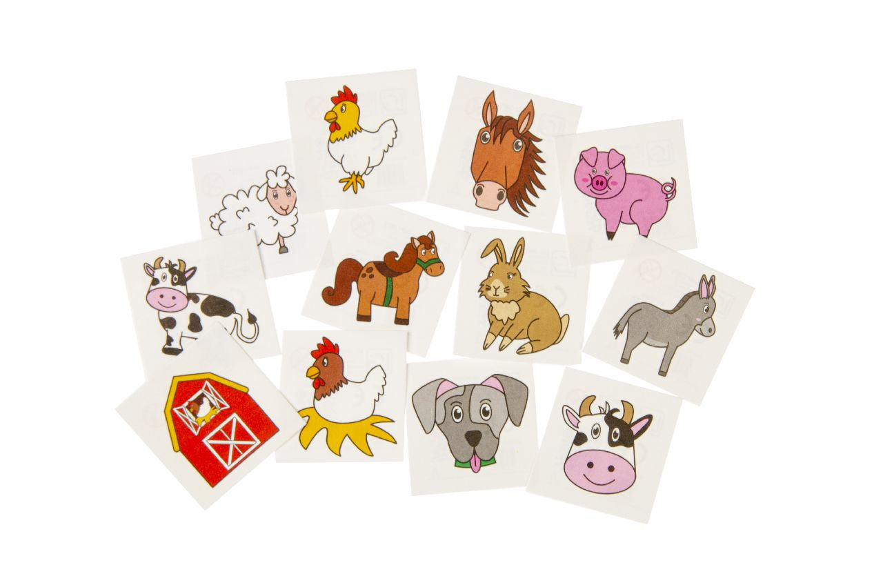 12 Pieces Farm Animal Tattoos