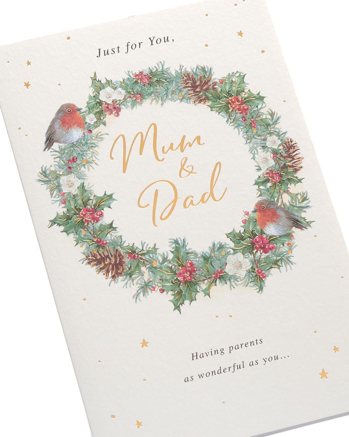 Mum & Dad Christmas Card Festive Wreath Design
