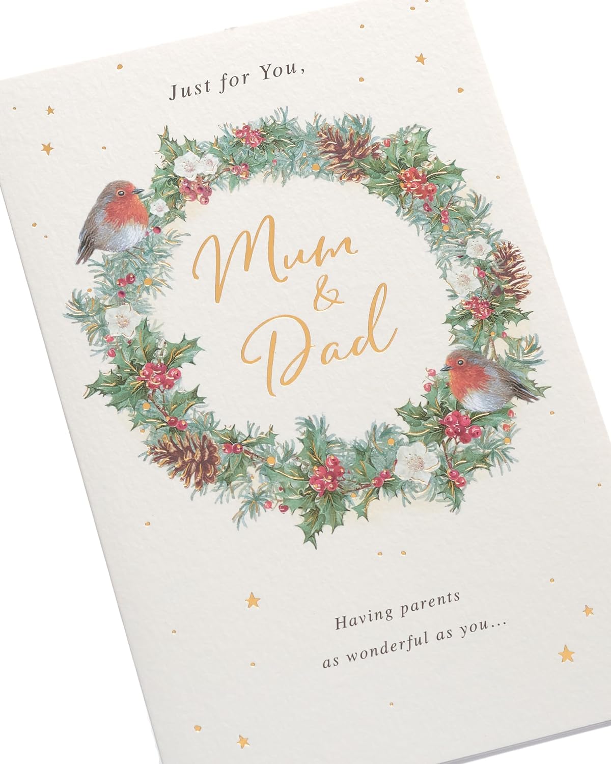 Mum & Dad Christmas Card Festive Wreath Design 