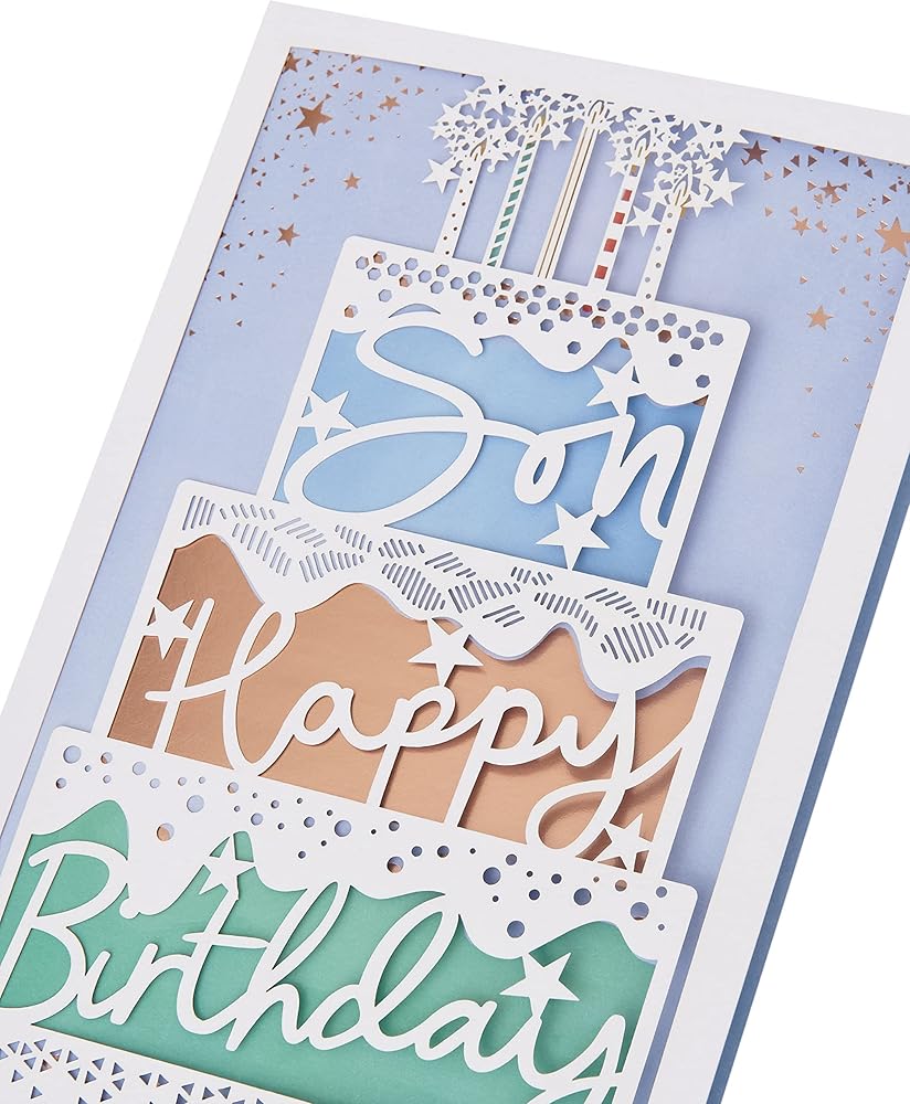 Laser Cut Cake Design Son Birthday Card