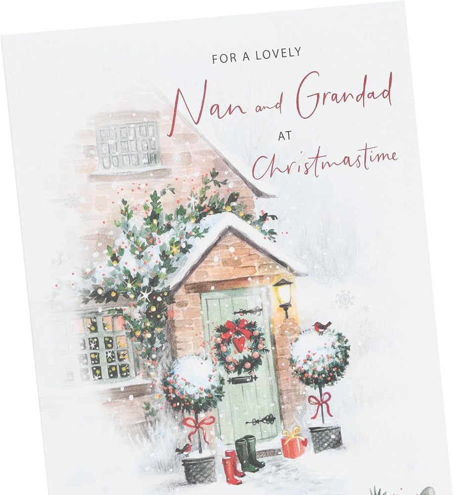 Snowy Doorway Design Nan & Grandad Christmas Card
