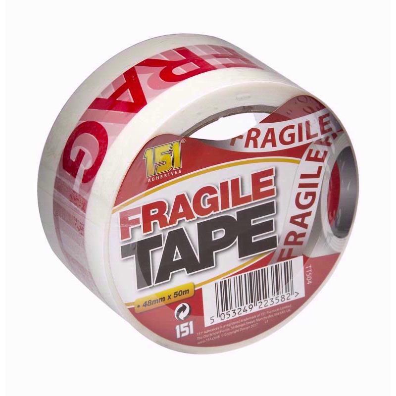 Pack of 12 Adhesive Fragile Tape 48mmx50m