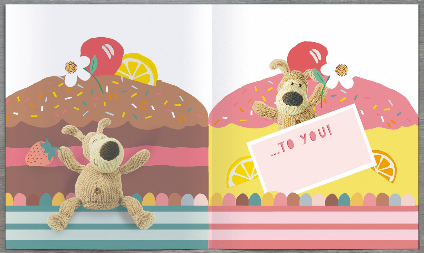 Boofle Sitting on Giant Cake Birthday Card