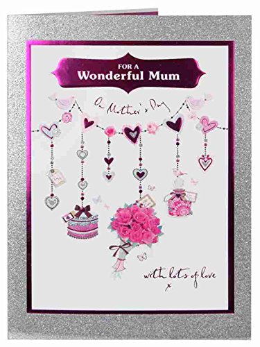 For A Wonderful Mum Lovely Verse Glitter Finished Mother's Day Card