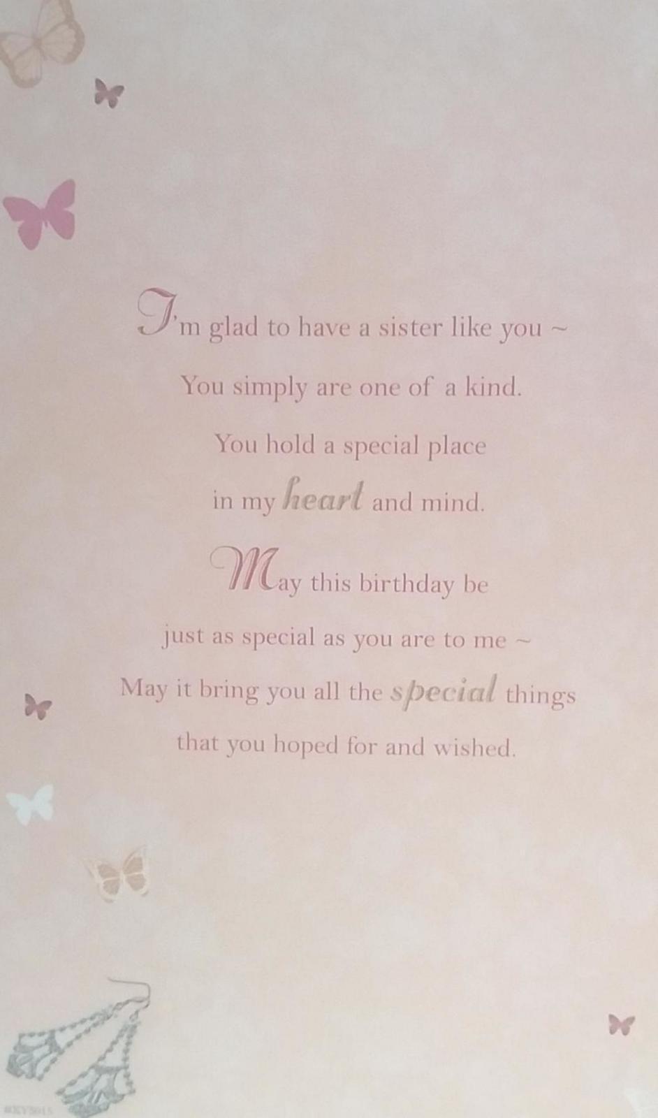 To A Wonderful Sister Nice Verse Foil Finished Birthday Card