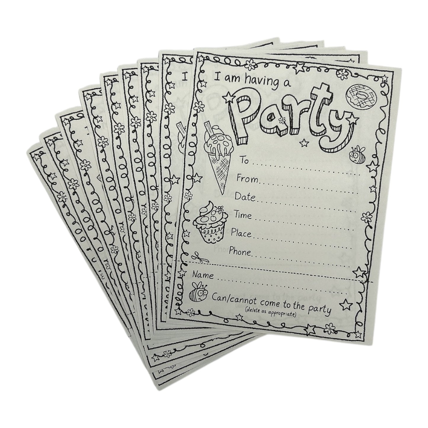 Pack of 10 Colour-in Invite & Thank You Cards