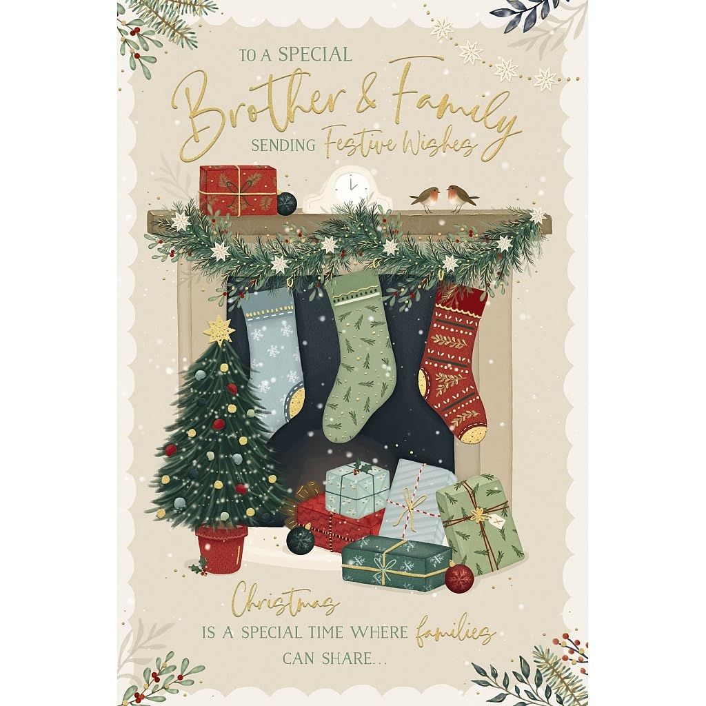 Stockings Hanging From The Fireplace Brother And Family Christmas Card