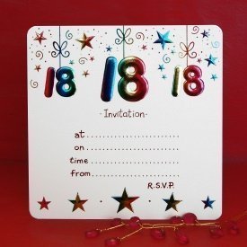 Pack of 10 18th Foil Printed Birthday Party Invitations And Envelopes