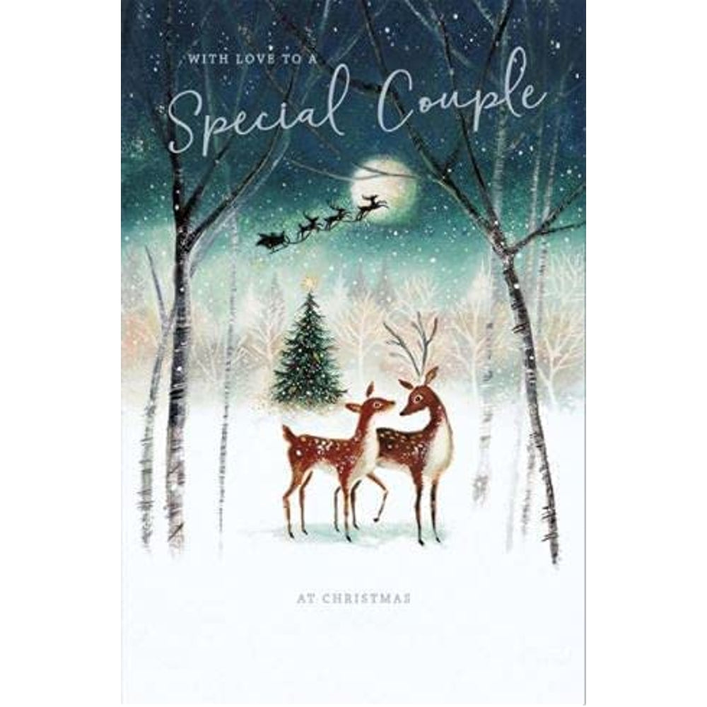 Special Couple Christmas Card Reindeer in the Snow Stunning Design