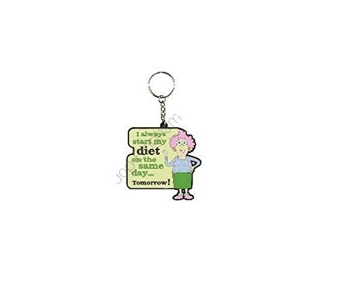 Aunty Acid 3D Rubber Keyring I Always Start My Diet {DNL EBAY}