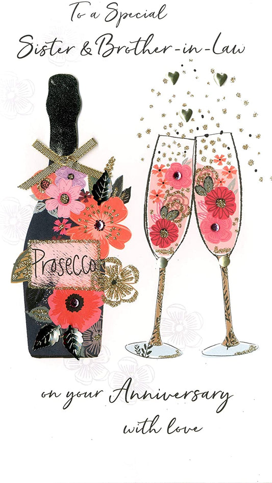 Sister & Brother-in-Law Anniversary Greeting Card Hand-Finished Champagne Range Cards