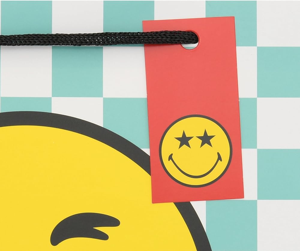 Smiley Checked Design Large Landscape Gift Bag Birthdays, Thank You Any Occasion