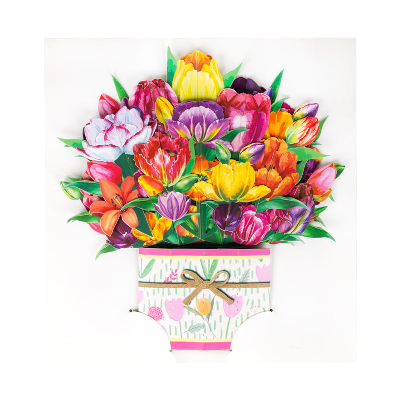 A Burst of Spring Tulip Bouquet 3D Pop Up Greeting Card