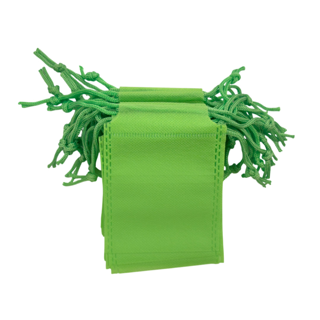 Pack of 50 Light Green Coloured 12x9cm Non-Woven Drawstring Bags