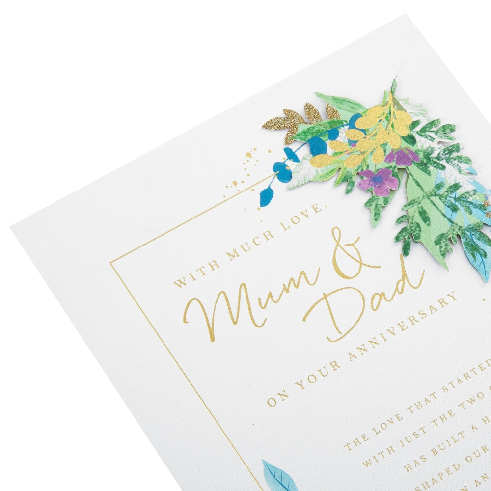 Traditional Floral Design with Heartfelt Verse Mum & Dad Anniversary Card