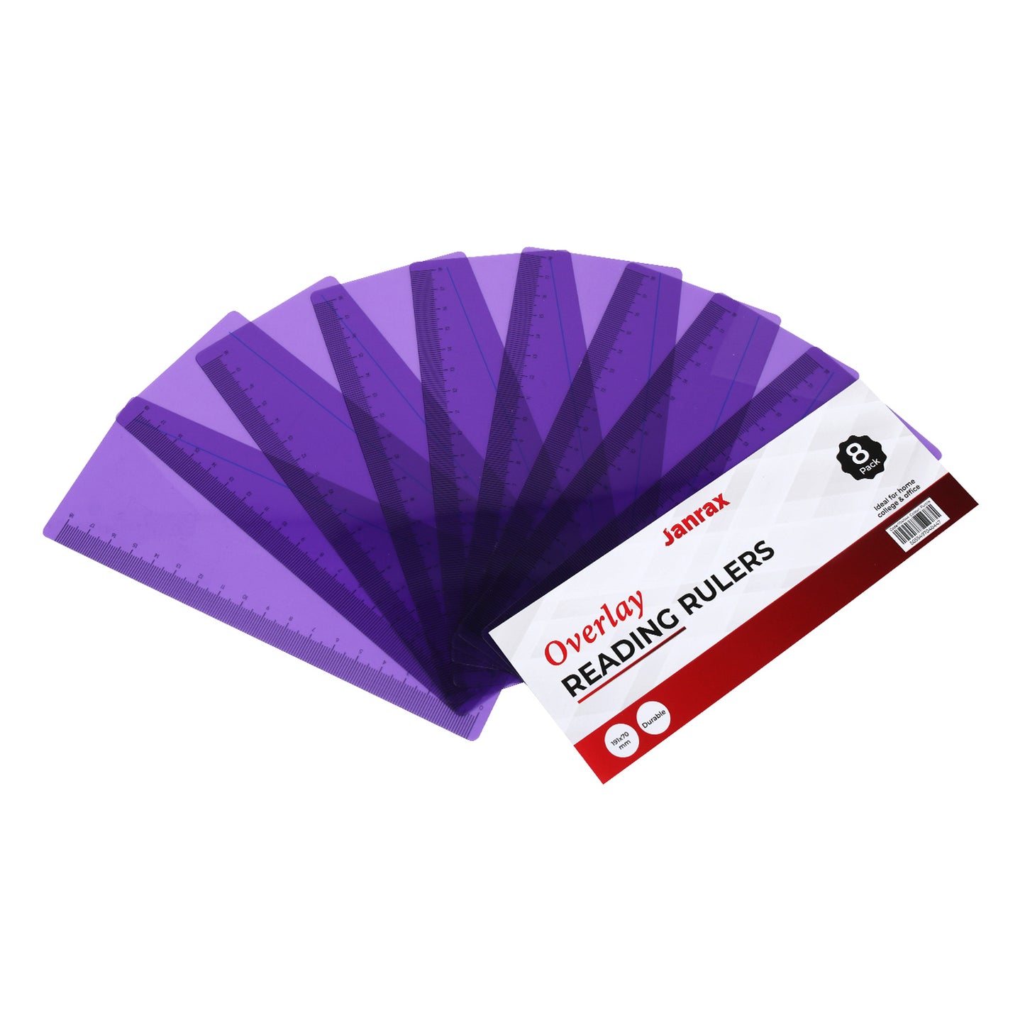 Pack of 16 Purple 191x70mm Dyslexia Overlay Reading Rulers – PET Material, Rounded Corners