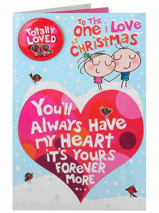 I Totally Adore You Cute Couple Christmas Badge Card 