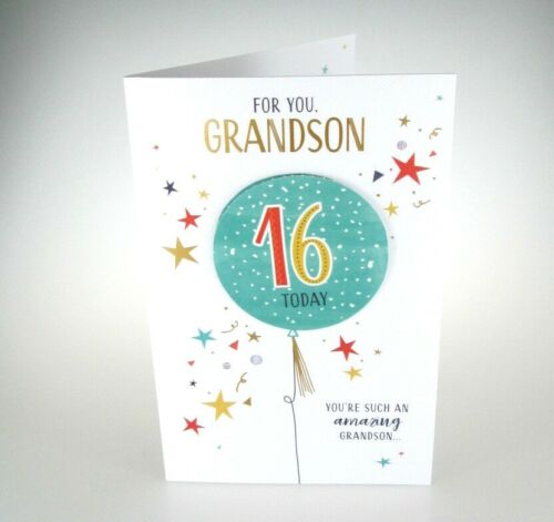 Grandson Birthday Card with Personalised Age Stickers 13th or 16th