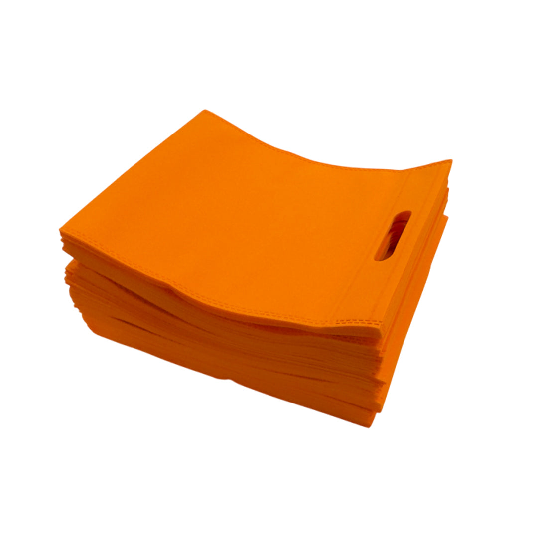 Pack of 50 Orange Coloured 30x25cm Non-Woven Patch Handle Bags