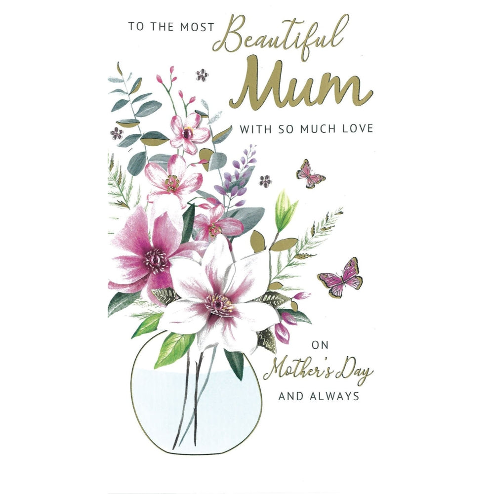 Beautiful Mum Butterfly Blooms! Mother's Day Hand-Finished Card