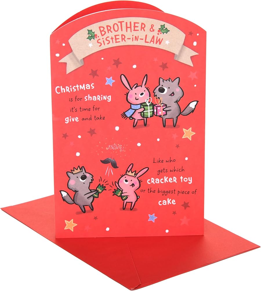 Fun Animals Design Brother & Sister In Law Christmas Card