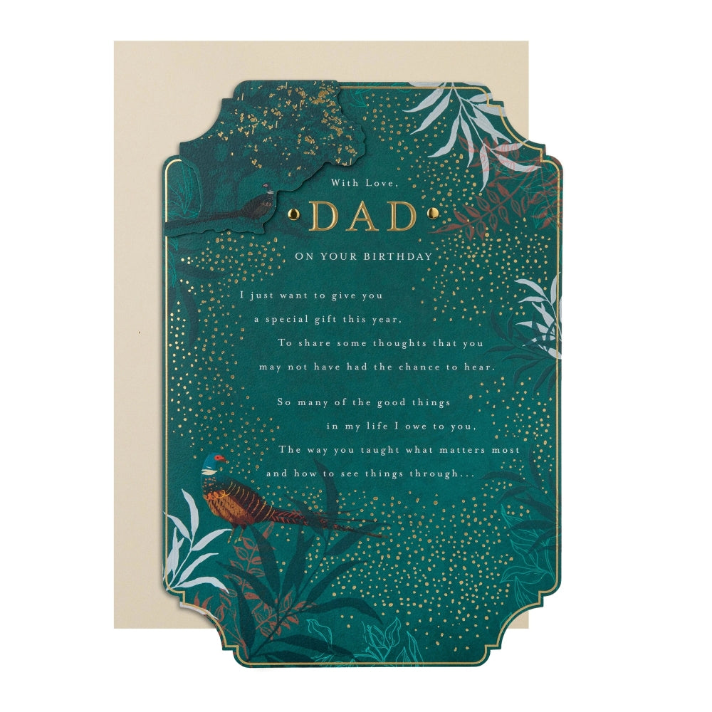 Green Traditional Floral Design with Heartfelt Verse Dad Birthday Card