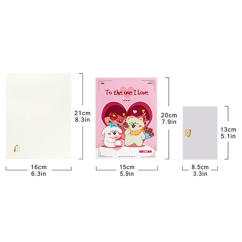 Cute Puppies & LOVE Theme Romantic 3D Pop Up Card