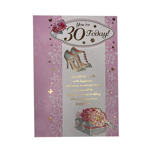 You Are 30 Today Shoes Design Open Female Birthday Card