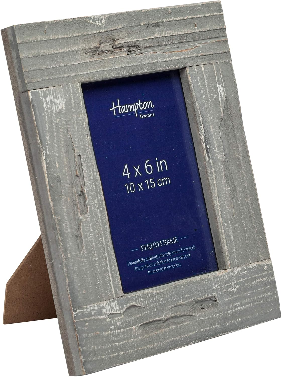 Pack of 6 Hampton Farmhouse 4x6 Distressed Grey Painted Wood Photo Frames