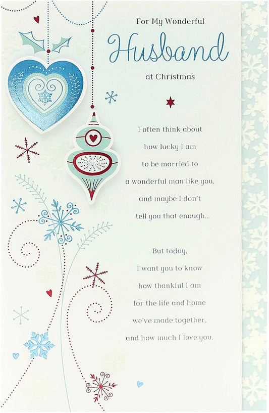 Husband Christmas Card Featuring Romantic Message 