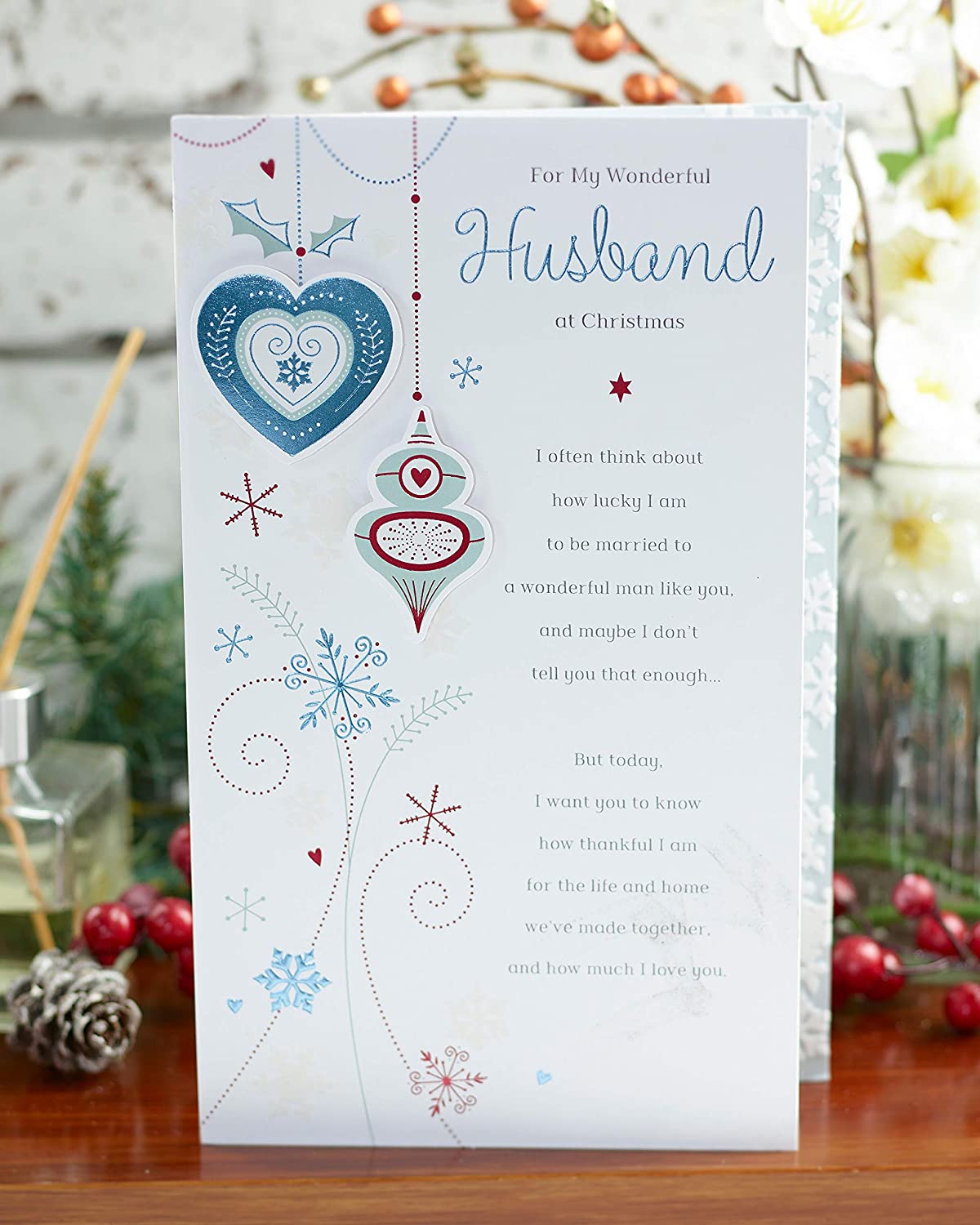 Husband Christmas Card Featuring Romantic Message 