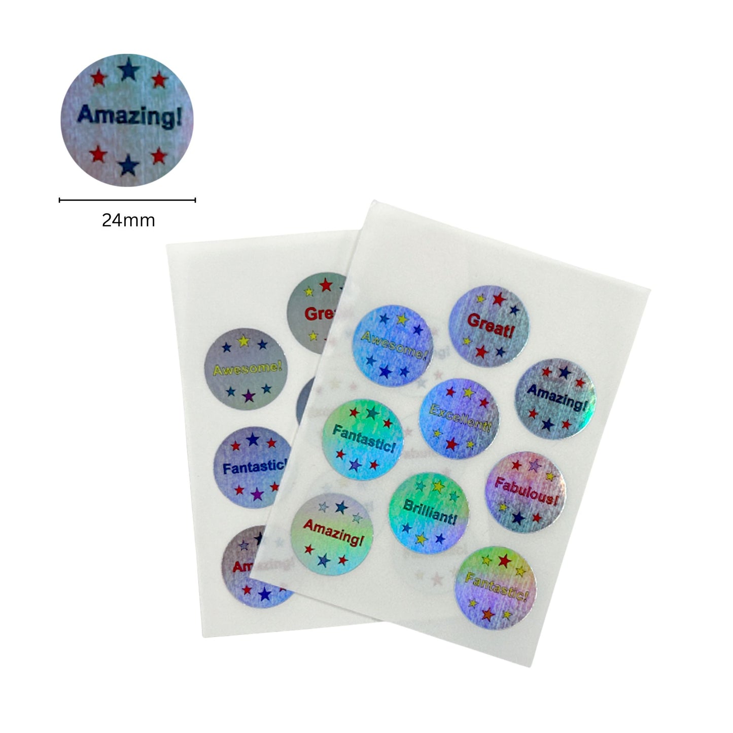 Pack of 108 Cool Holographic Round Labels 24mm