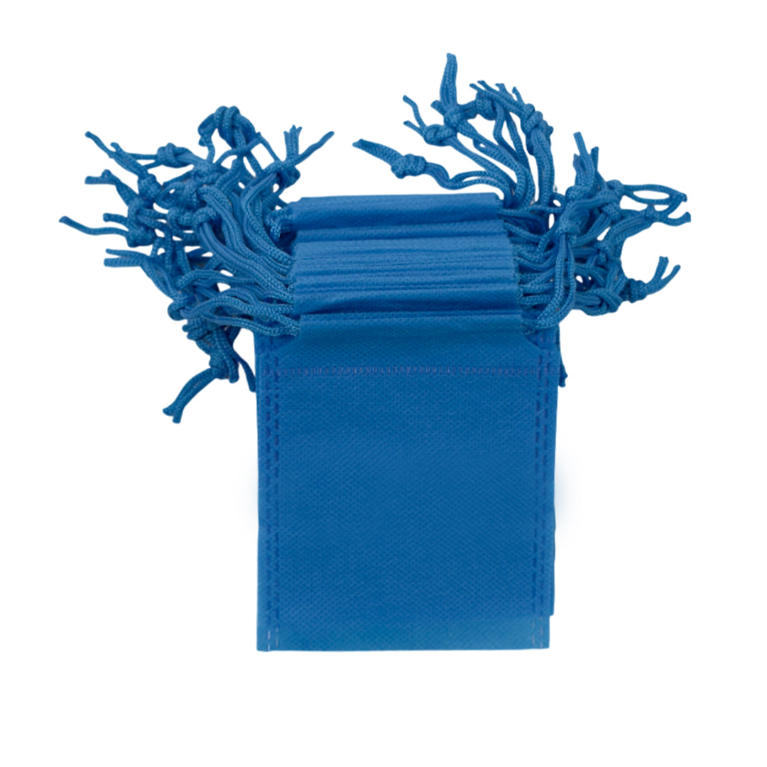 Pack of 25 Light Blue Coloured 12x9cm Non-Woven Drawstring Bags
