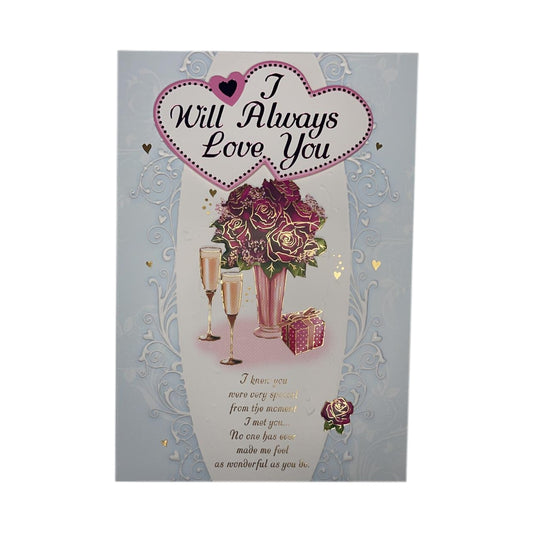 I Will Always Love You Rose Flower Pot Design Greeting Card