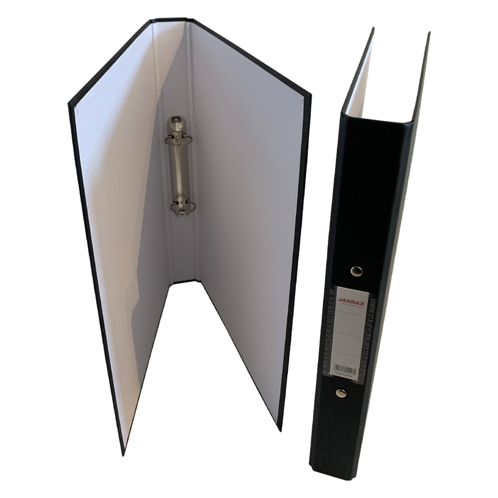 Pack of 3 A4 Black Paper Over Board Ring Binders by Janrax