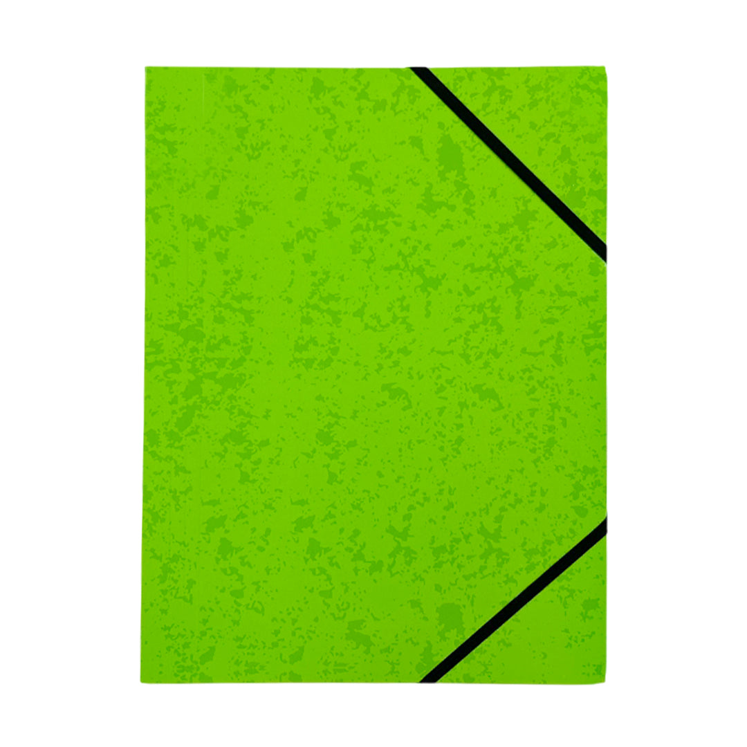 A4 Neon Green Card 3 Flap Folder With Elastic Closure