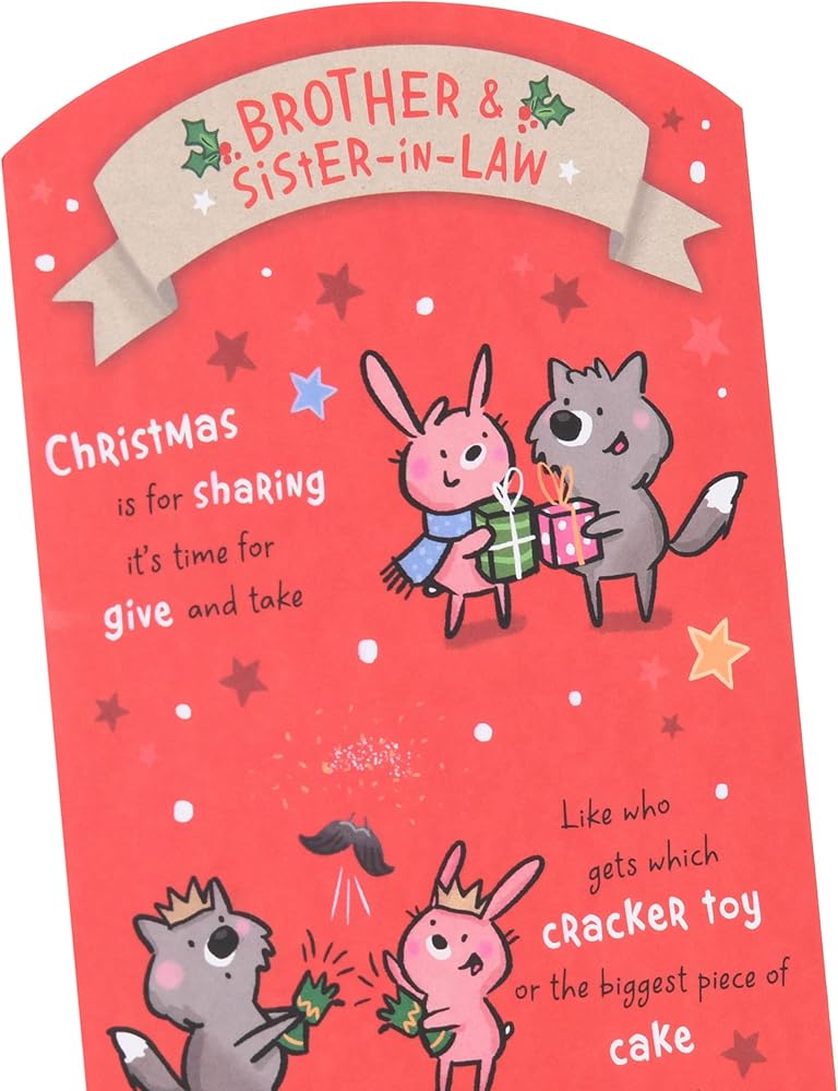 Fun Animals Design Brother & Sister In Law Christmas Card