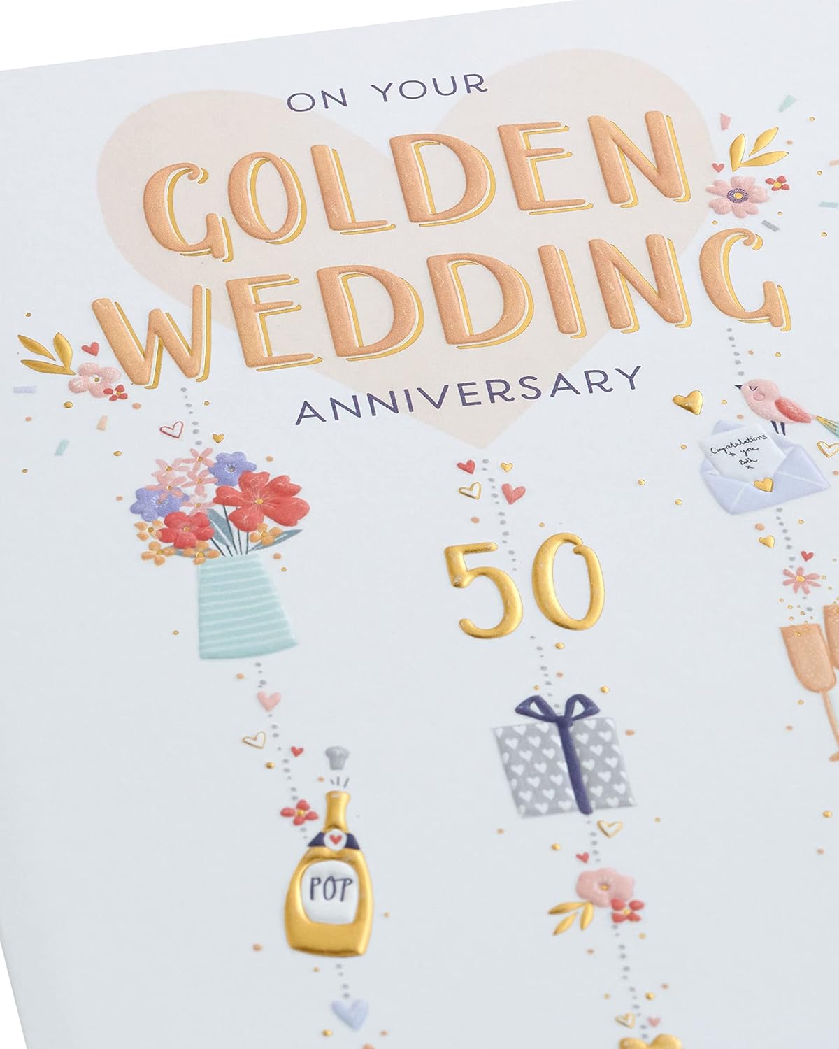 Stunning Design 50th Wedding Anniversary Card