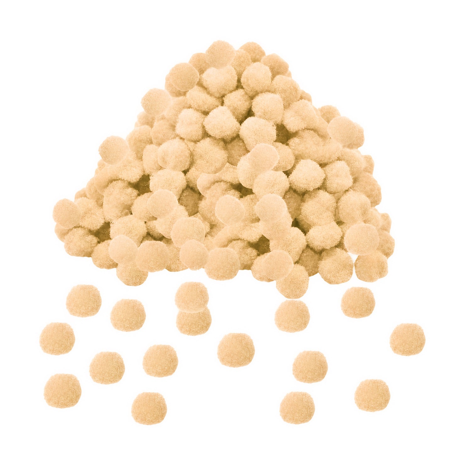 Pack of 500 Beige Pom Poms 1.5cm – Soft Fluffy Craft Balls