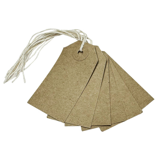 Pack of 50 Brown Buff Strung Tags 70mm x 35mm
