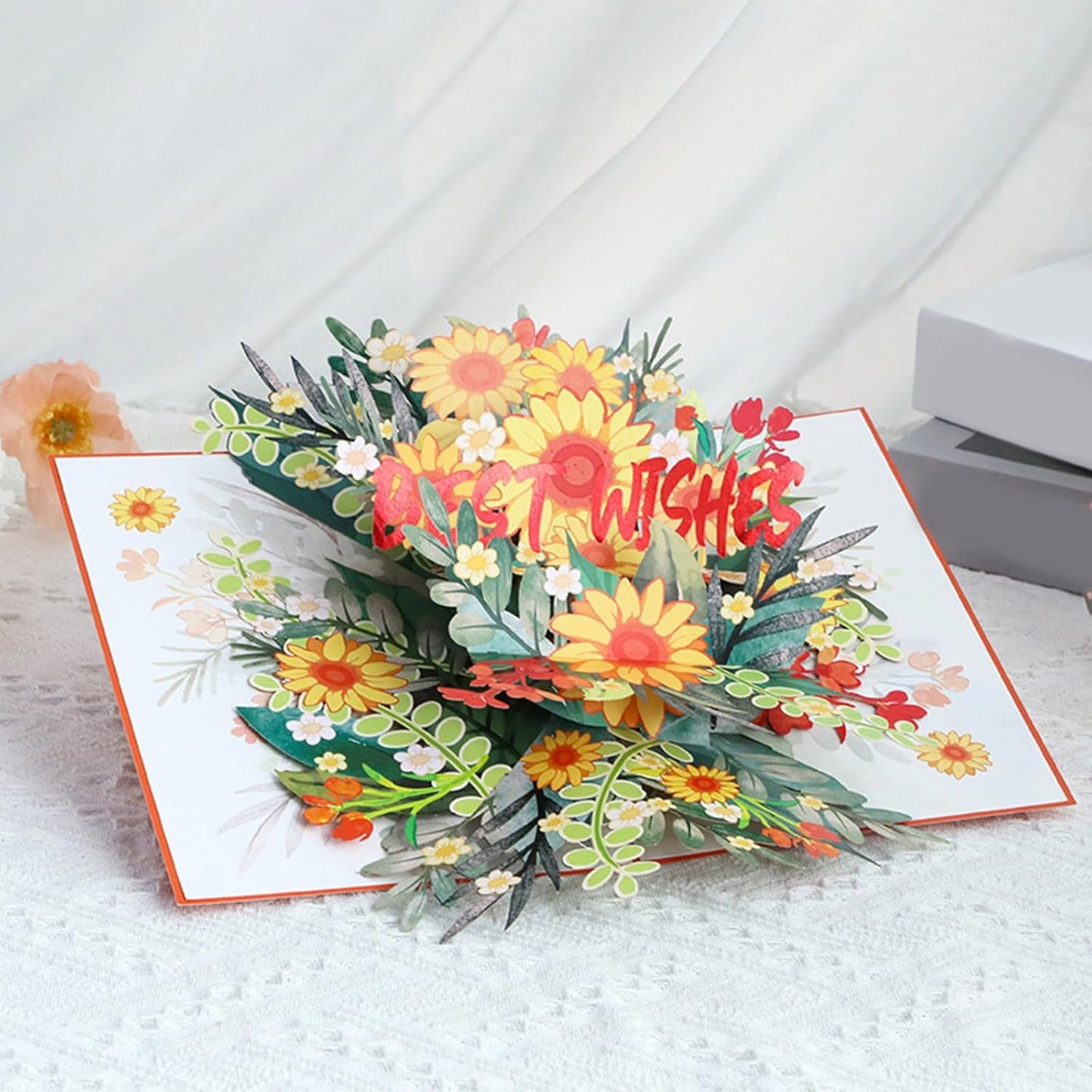 Sunflower Charm Orange 3D Pop Up Greeting Card