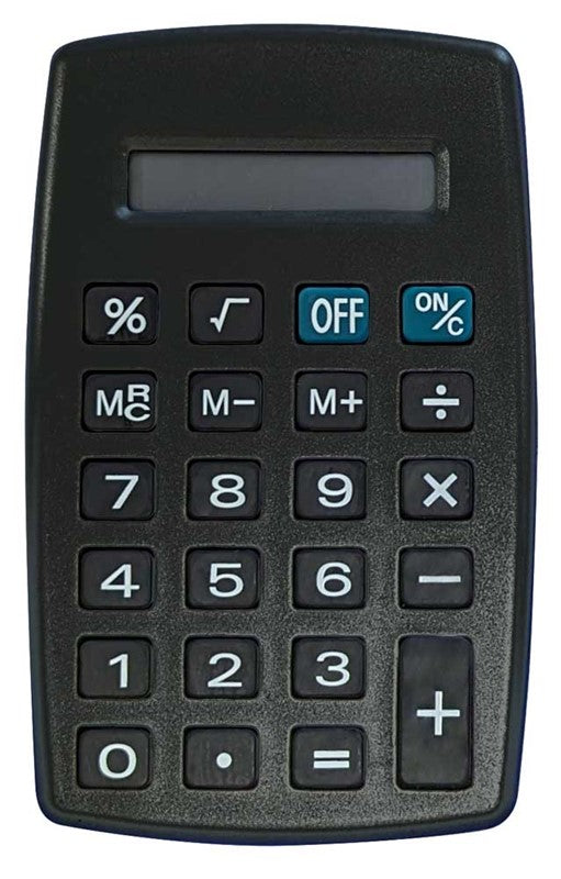 Just Stationery 8 Digit Pocket Calculator - Black/Silver