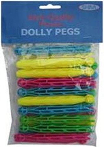 Pack of 24 Coloured Plastic Dolly Pegs